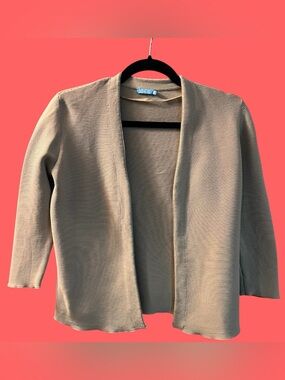 J.McLaughlin / Tan Ribbed Open-Front Cardigan / Preppy / From Work to Weekend